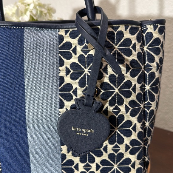 Kate Spade Flower Jacquard Stripe Everything Medium Tote Blue Multi. - Picture 9 of 14